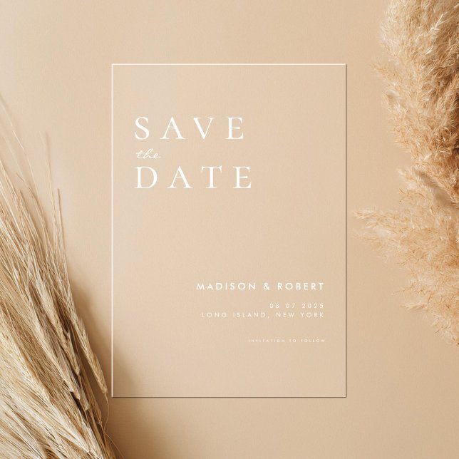 Simple Modern Wedding Save the Date Acrylic Invitations (Creator Uploaded)