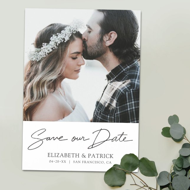 Simple Modern Wedding Save the Date Photo Magnet (Creator Uploaded)