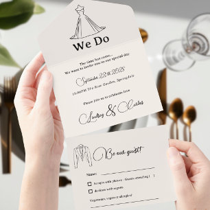 Simple Modern Wedding Silhouette Collection All In One Invitation