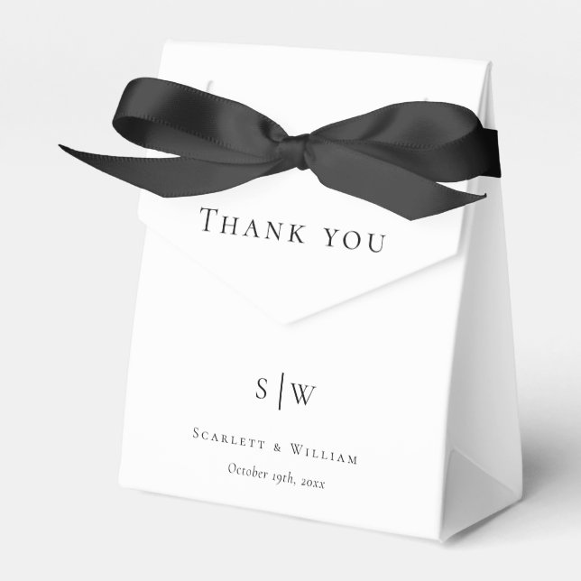 Simple Modern Wedding Thank You Monogram Favour Bo Favour Box (Front Side)