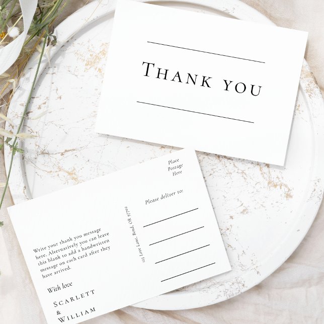 Simple Modern Wedding Thank You Postcard (Creator Uploaded)