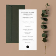 Simple Modern Wedding Vertical Program Card