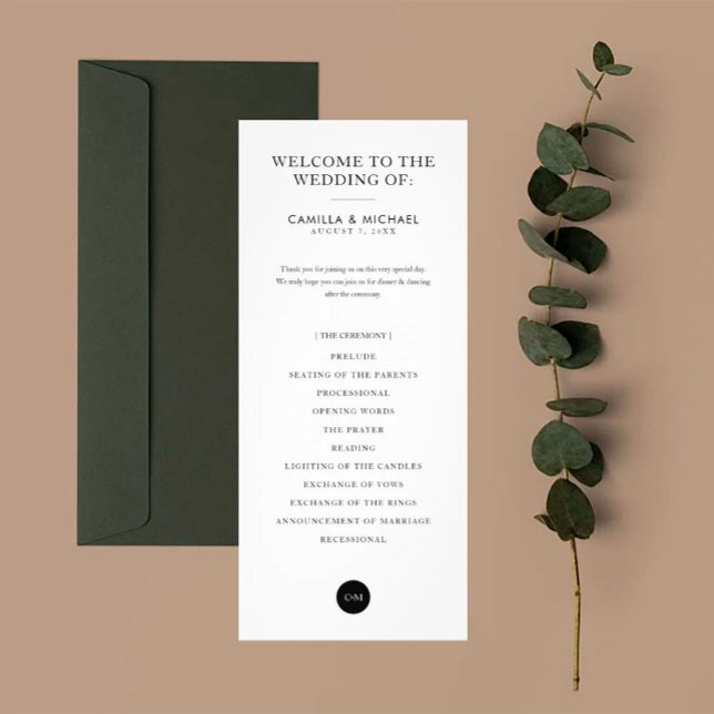 Simple Modern Wedding Vertical Program Card (Creator Uploaded)