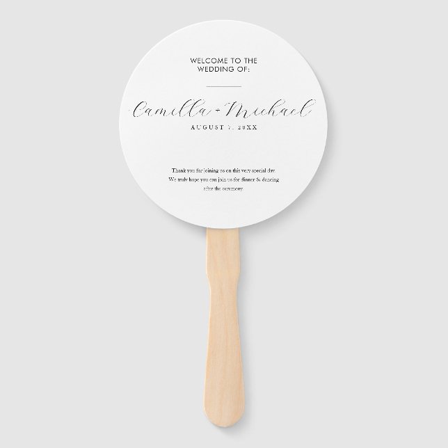 Simple Modern Wedding Vertical Program Hand Fan (Front)