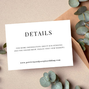 Simple modern wedding website details enclosure card