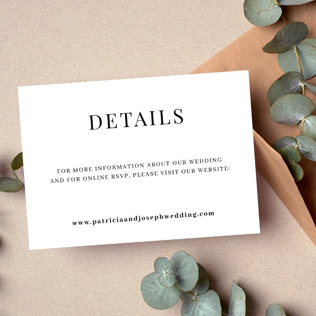Simple modern wedding website details enclosure card (Creator Uploaded)