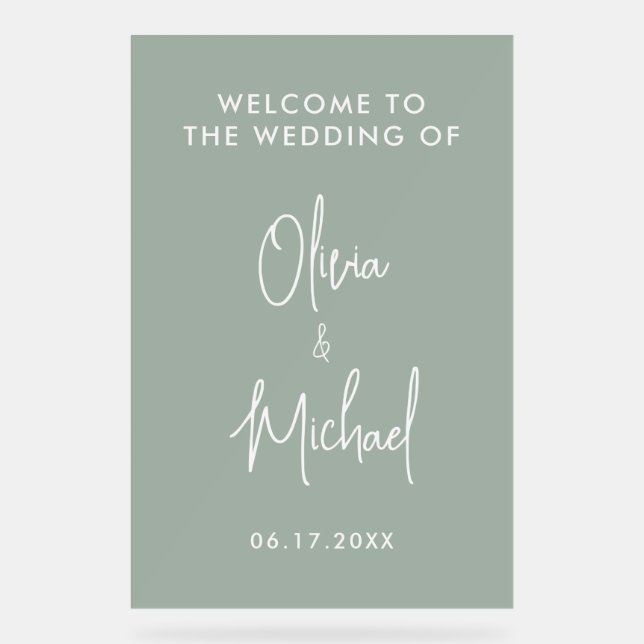 Simple Modern  Wedding Welcome Acrylic Sign (Front)