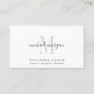 Simple Modern Wellness Coach Script Monogram Business Card