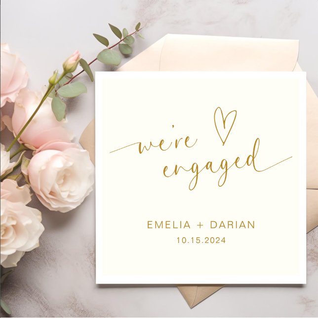 Simple Modern We're Engaged Engagement Party  Napkin (Creator Uploaded)