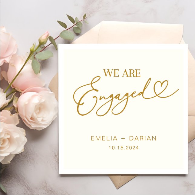 Simple Modern We're Engaged Engagement Party  Napkin (Creator Uploaded)