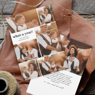 Simple Modern What a Year Photo Collage Christmas Holiday Card