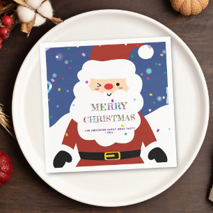 Simple Modern Whimsical Cute Santa Christmas Party Napkin