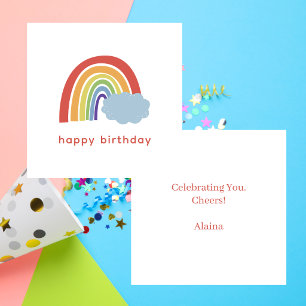 Simple Modern Whimsical Rainbow Happy Birthday Card