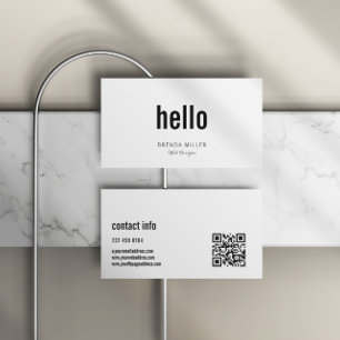 Simple Modern White and Black Hello Business Card