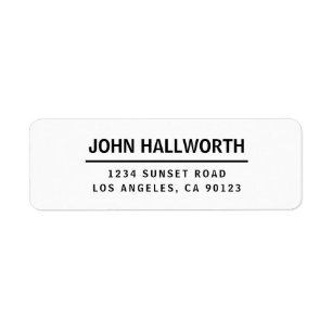 Simple Modern White & Black Return Address Label