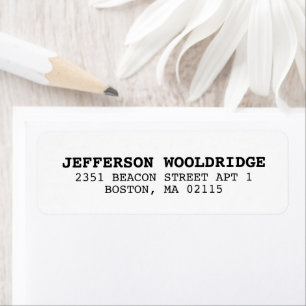 Simple modern white black typewriter style address return address label