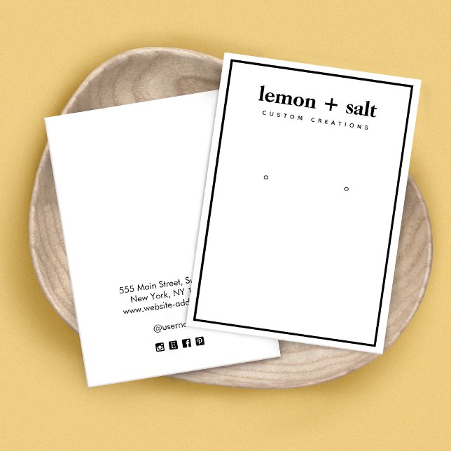 Simple Modern White Border  Earring Display Card (Creator Uploaded)