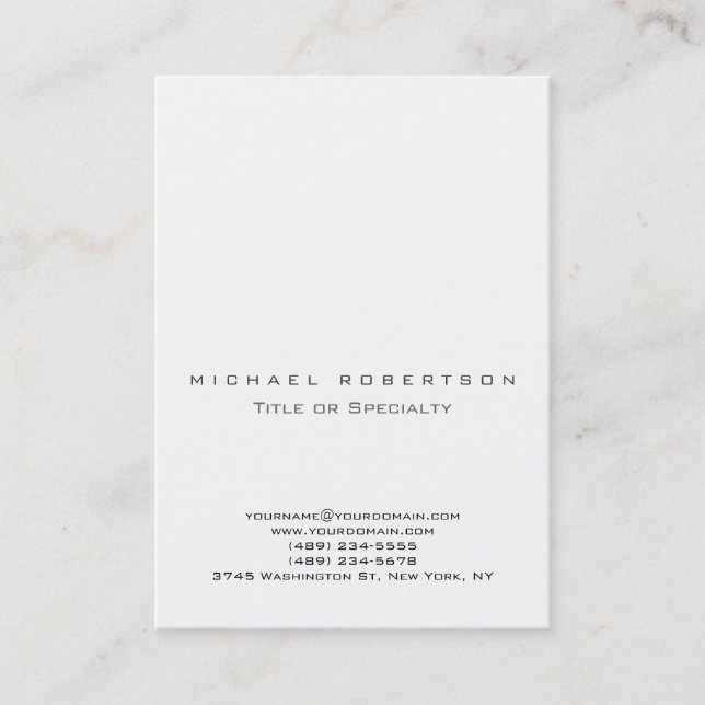 Simple Modern White Chubby Large Business Card (Front)