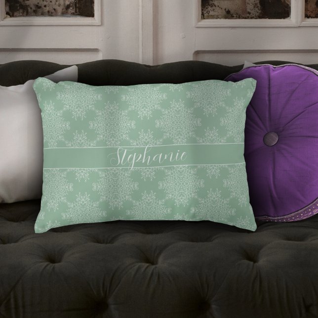 Simple Modern White Floral Damask Light Sage Decorative Cushion (Creator Uploaded)