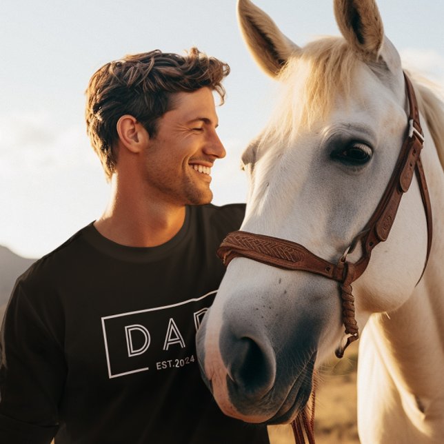 Simple Modern White Frame-Dad Est. 2024 T-Shirt (Creator Uploaded)