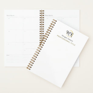 Simple Modern White Gold Elegant Template Monogram Planner