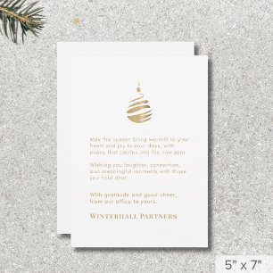 Simple Modern White Gold Ornament Holiday Card