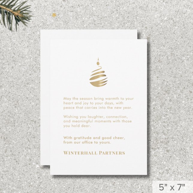 Simple Modern White Gold Ornament Holiday Card (Creator Uploaded)