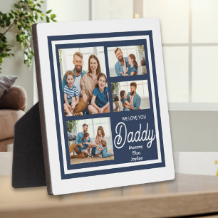 Simple Modern White Navy Blue We Love You Daddy Plaque