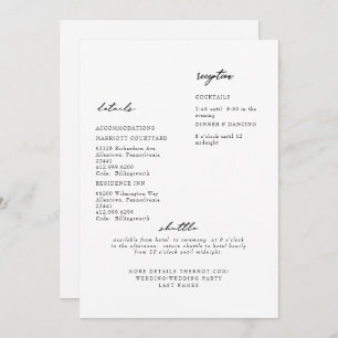 Simple Modern White Wedding Detail Invitation