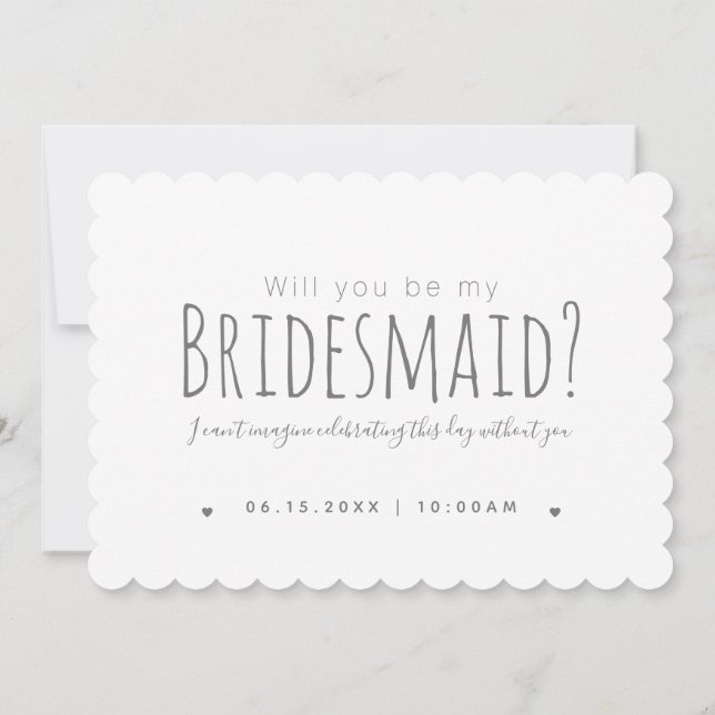 Simple Modern Will You Be My Bridesmaid Proposal Invitation (Back)