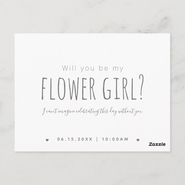 Simple Modern Will You Be My Flower Girl Proposal Postcard (Back)