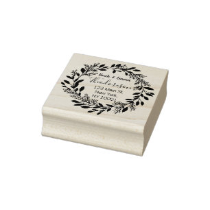 Simple Modern Wreath Married Couple Return Address Rubber Stamp
