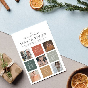Simple Modern Year In Review Family Photo Holiday Card