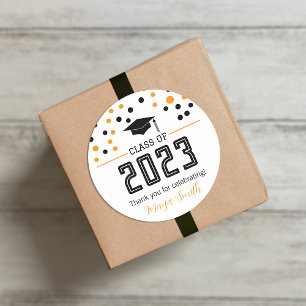 Simple Modern Yellow Black Graduation Gift Sticker