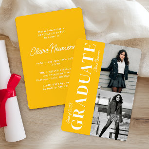 Simple Modern Yellow Photo Graduation Party Invitation