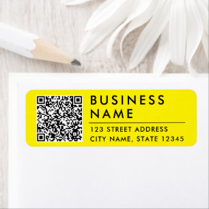 Simple Modern Yellow Website QR Code Return Adress Address Label