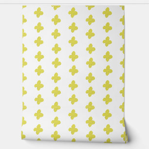 Simple Modern Yellow White Flower Pattern Floral Wallpaper