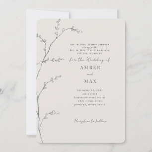 Simple Moments Both Parents Stem Cream Rounded Invitation