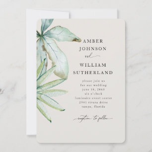 Simple Moments Cream Tropical Wedding  Invitation
