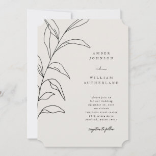 Simple Moments Hand-Drawn Stem Wedding Ticket Invitation