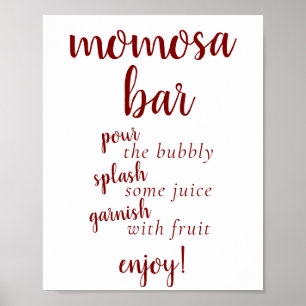 Simple Momosa Bar   Candy Red Script Any Event Poster