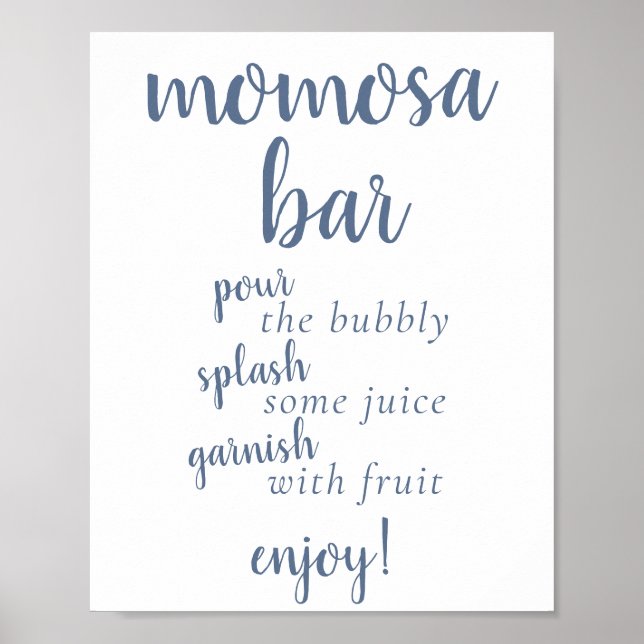 Simple Momosa Bar | Dusty Blue Any Event Sign (Front)