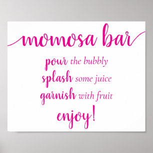 Simple Momosa Bar   Hot Pink Any Event Sign