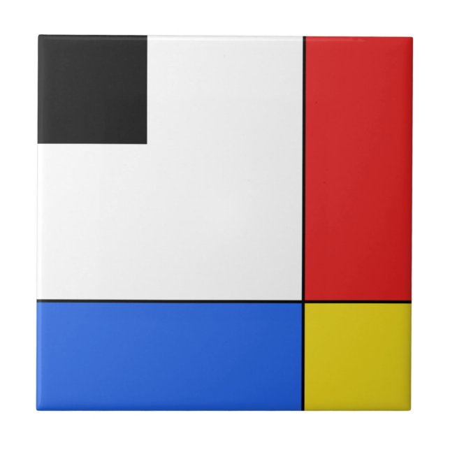 Simple Mondrian Neoplasticism Ceramic Tile (Front)