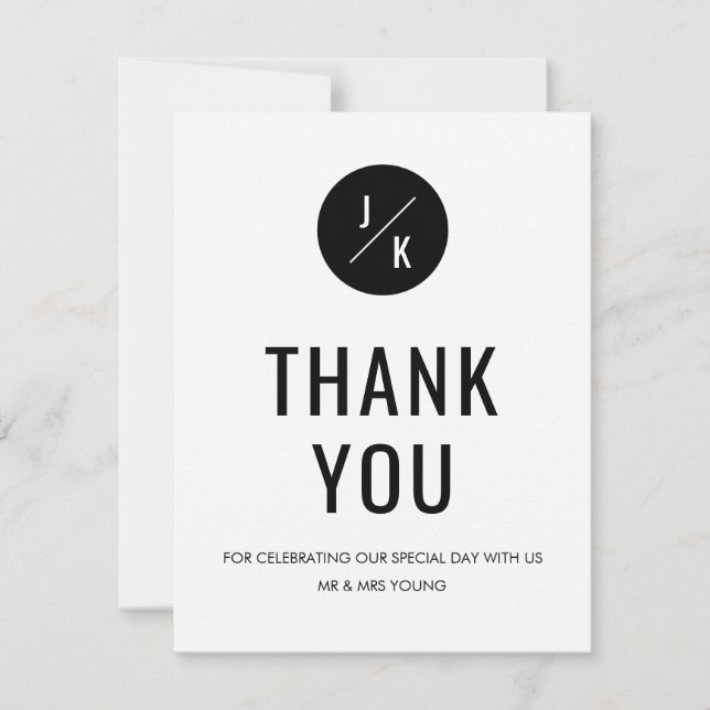 Simple monochrome circle thank you card - flat (Front)