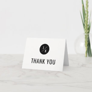 Simple monochrome circle thank you card - folded