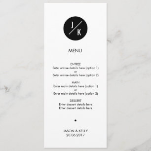 Simple monochrome circle wedding menu