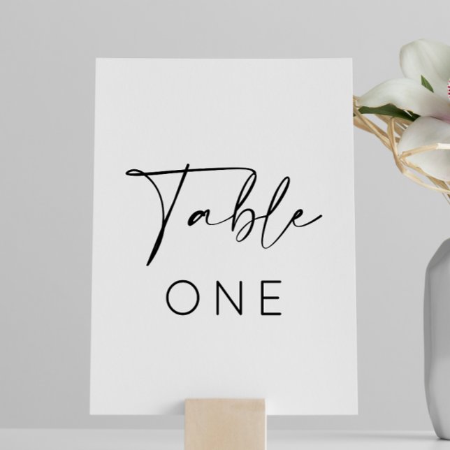 Simple Monochrome Minimal Wedding  Table Number (Table card wedding)