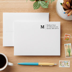 Simple Monogram 4" x 6" Business Envelope