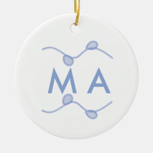 Simple monogram add your name letter blue leaf ceramic ornament